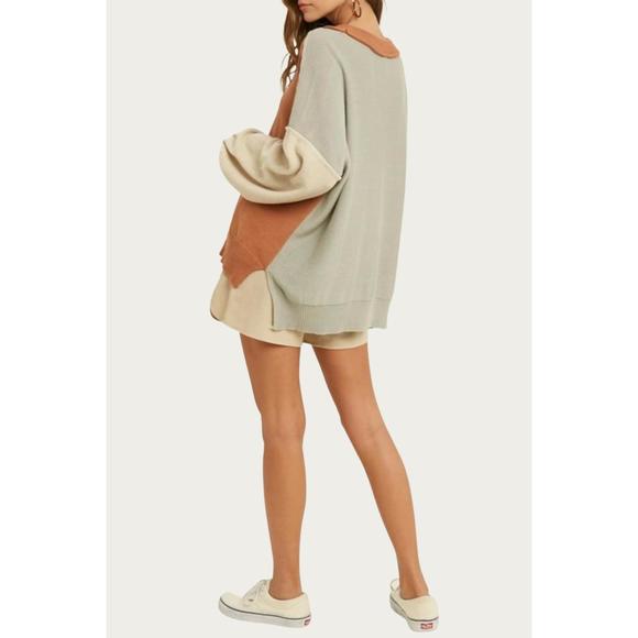 NEW BESTTO slouchy colorblock knit sweater in multi clay - Picture 4 of 5